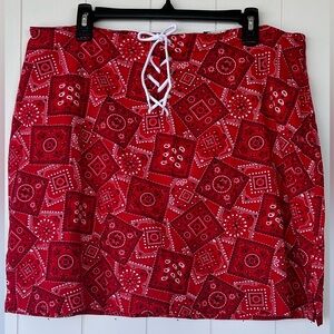 Zoey Beth Brand Bandana Print Skorts Lace Up‎ Front Size 1X